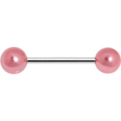 Pink Faux Pearl Acrylic Barbell Tongue Ring