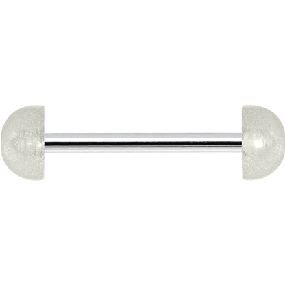 White Acrylic Half Ball Pixie Dust Barbell Tongue Ring