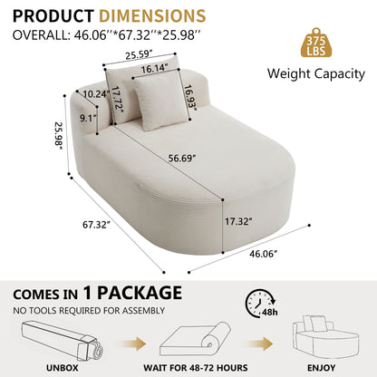 Oversized Chaise Lounge Sofa Bed With Deep Seat And Soft Pillows