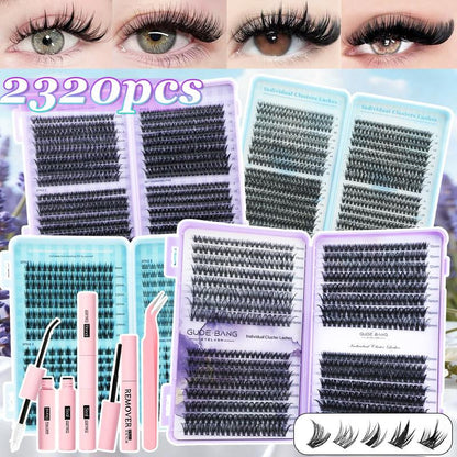 High-Capacity False Eyelashes in Various Styles, D-Curved Design, Easy DIY Personal False Eyelashes, Including Adhesives and Sealants, as Well as Tools for Attaching the False Eyelashes. DIY False Eyelash Extension Kit, Suitable for Daily Use, Parties