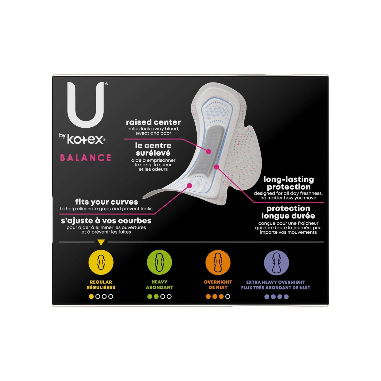 U by Kotex® Balance Ultra Thin Charcoal Pads with Wings, Regular 54898