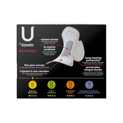 U by Kotex® Balance Ultra Thin Charcoal Pads with Wings, Regular 54898