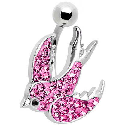 Pink Gem Soaring  Bird Belly Ring
