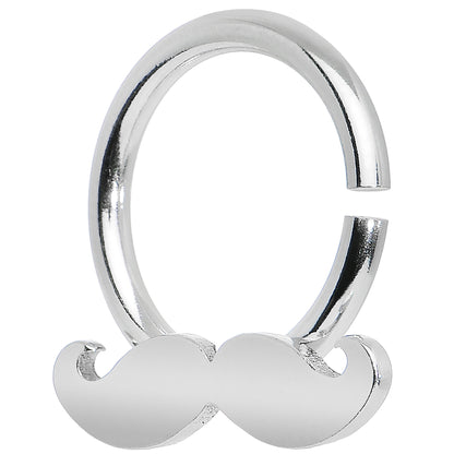 14G Shimmering Mustache Horseshoe Septum Ring