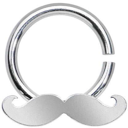 14G Shimmering Mustache Horseshoe Septum Ring
