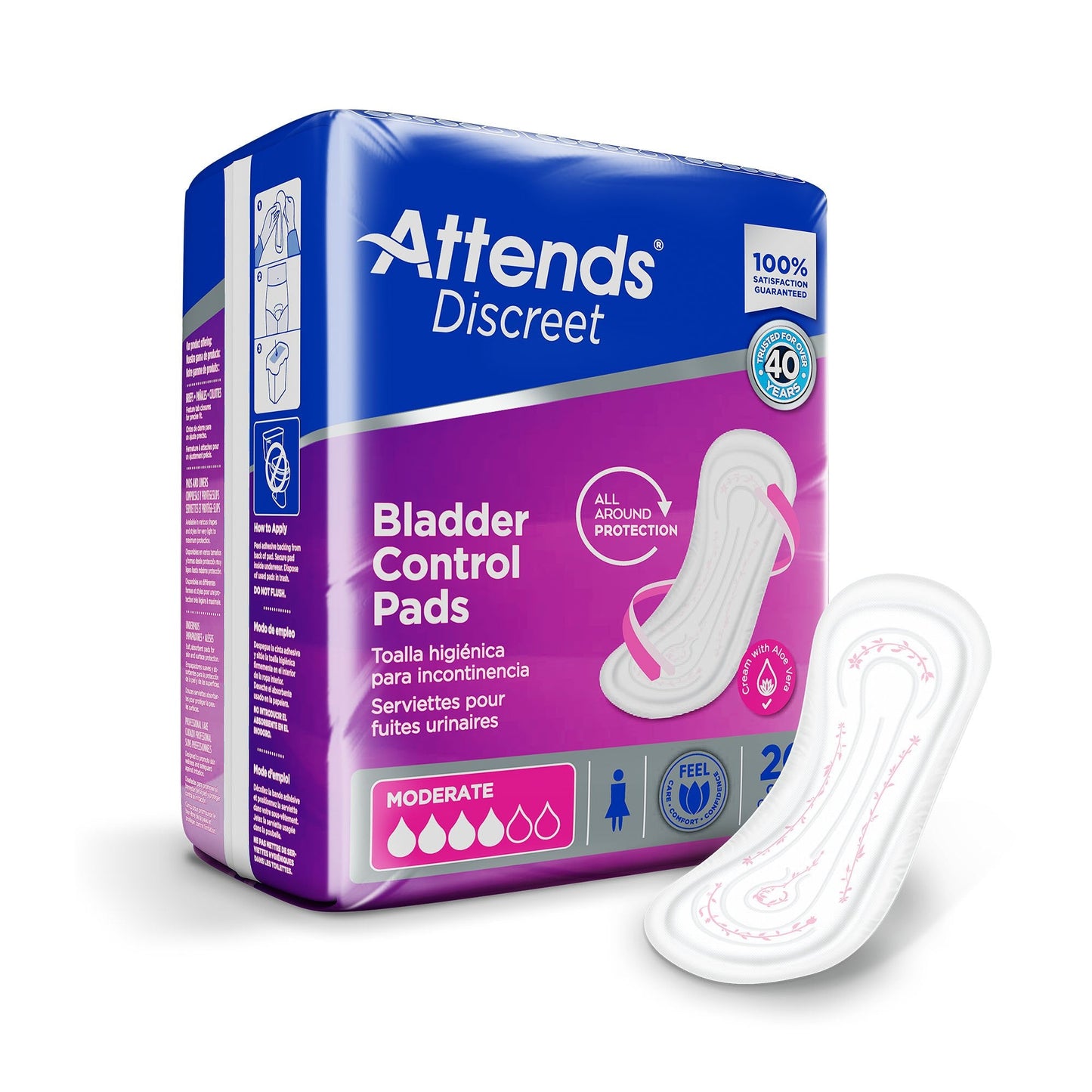 Attends® Discreet Women's Moderate Bladder Control Pad, 10½-Inch Length ADPMOD