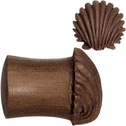 00G Organic Sabo Wood Ariel's Shell Hand Carved Plug Set