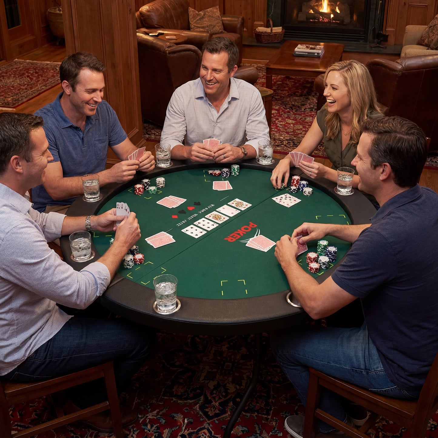48 Inch Foldable Poker Table with 8 Cup Holders and Padded Edges