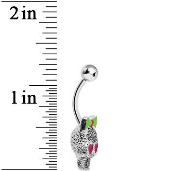Lower Mount Cute Metal Pink Heart Sugar Skull Belly Ring
