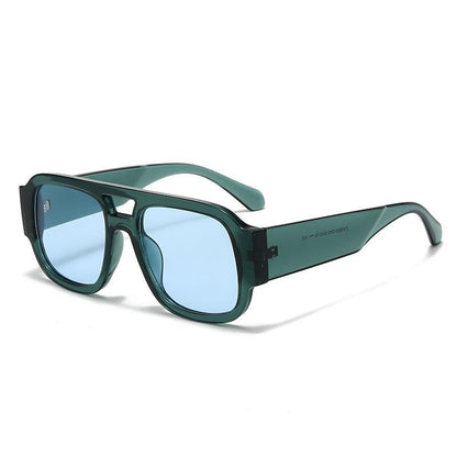 Retro Pilot Sunglasses for Men Women Double Bridge Aviation Square Sunglasses 70S Fashion Classic Sun Glasses Vintage Shades UV400 Protection