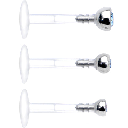 16G 5/16 Aqua Gem Bioplast Triple Forward Helix Barbell 3 Pack Set