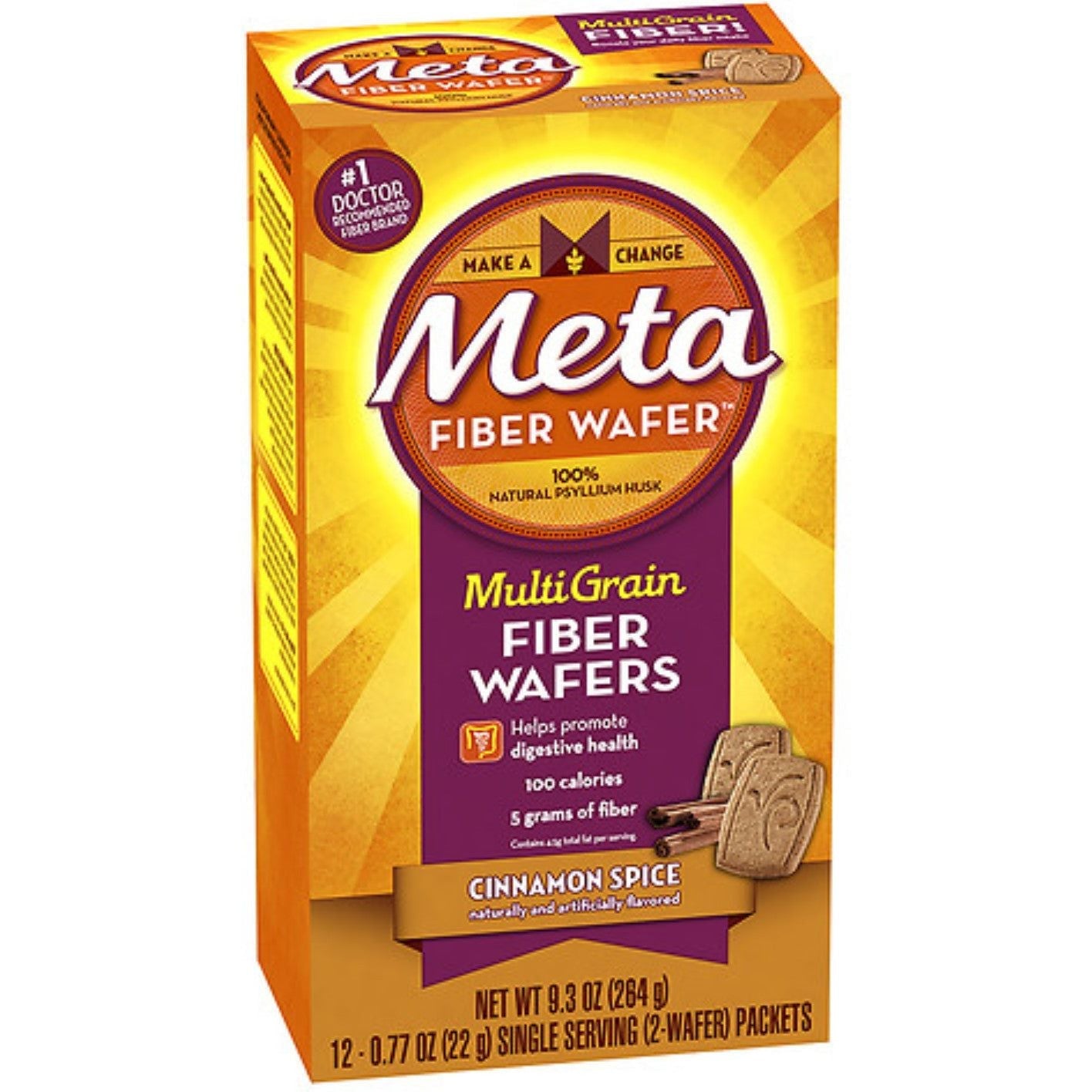 Metamucil Fiber Thins, Psyllium Husk Supplement, Digestive Health Support Cinnamon Spice