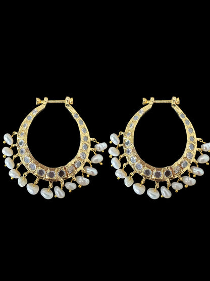 PS553 Hyderabadi / Nizami tirmani in fresh water pearls with chandbali( READY TO SHIP )