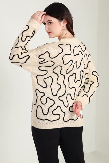 Twist of West Knitted Sweater in Canyon White