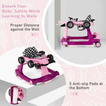 4-in-1 Foldable Activity Push Walker with Adjustable Height-Purple