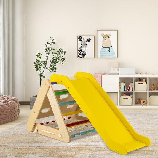 4 in 1 Triangle Climber Toy with Sliding Board and Climbing Net-Multicolor