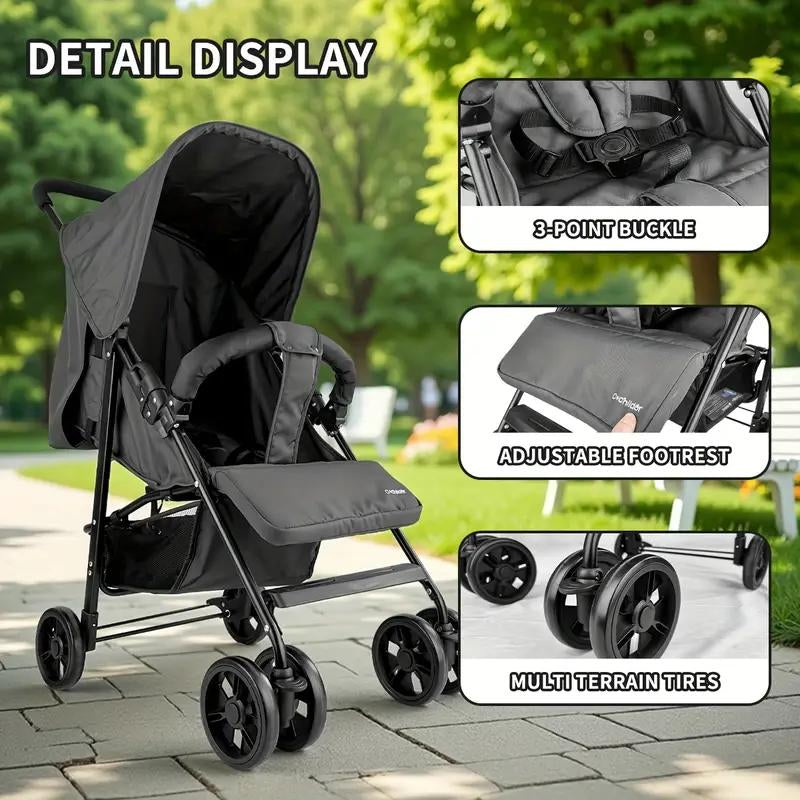 Lightweight Multi-Purpose Stroller - Modular Blackstroller, Stroller Toys,Modular Black Stroller, Babys Trollerwagon, Single Stroller,Multi-Position Recline, Summerventilation, Daily Use Everyday Stroller