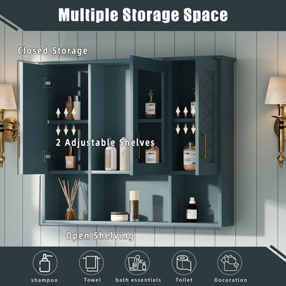 Modern Wall Mounted Medicine Cabinet With Adjustable Shelves, Soft Close Doors, High Define Mirror