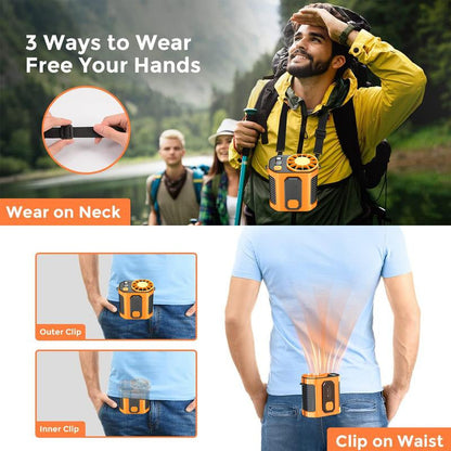 Summer Fan, Portable Waist Clip Fan, 5000 Mah Cool Clip Fan under Shirt, Belt Fan Clip on Waist Portable Cooling Fan, with LED Light, USB Rechargeable Portable Waist Fan for Outdoor Play and Work