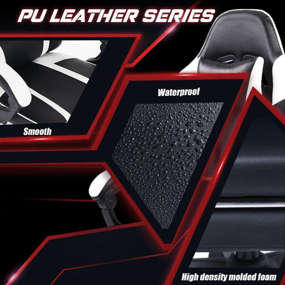 Bellemave Video Game Chairs for Adults PU Leather Gaming Chair with Footrest 360°Swivel Adjustable Lumbar Pillow Comfortable Computer Chair Ergonomic Design