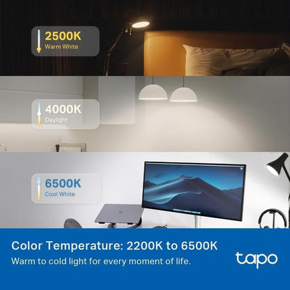 Tp-Link T& Tapo L535E(4-Pack) Smart Light Bulbs, 1100 Lumens High Brightness (75W Equivalent), Matter-Certified, 16M Colors Wifi Light Bulb, Dimmable, Works W/Siri, Alexa & Google Home,A19 E26