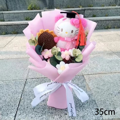 Hello Kitty Cartoon Plush Bouquet Anime Rose Flowers Doll Home Wedding Decoration Christmas Valentine'S Day Gift