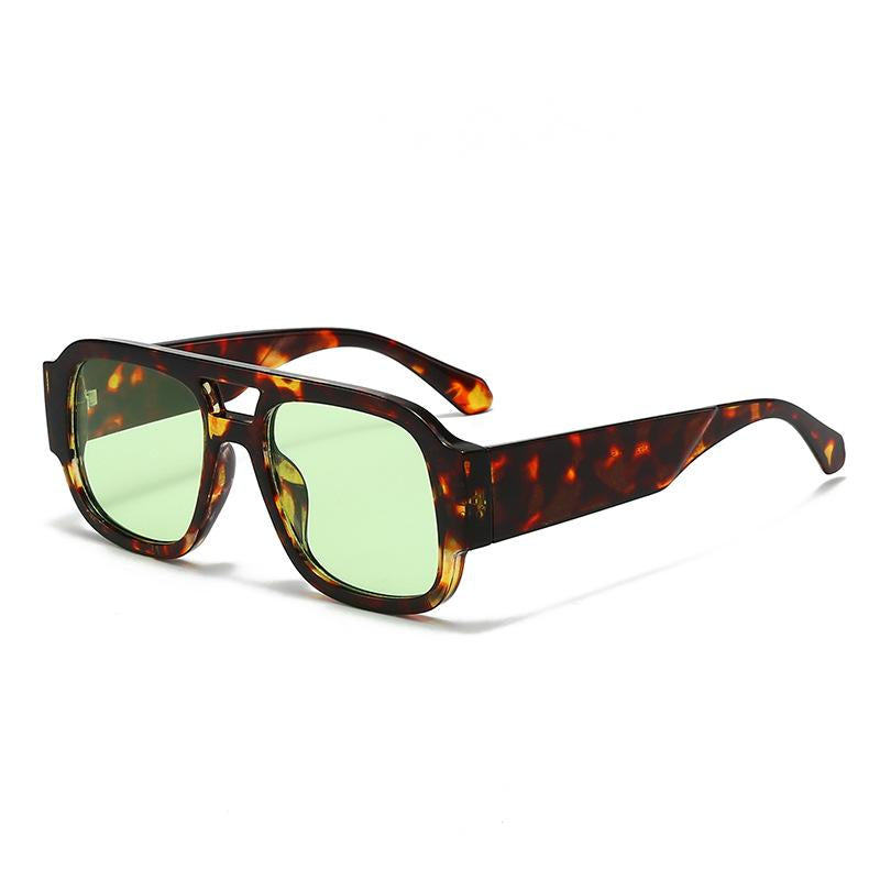 Retro Pilot Sunglasses for Men Women Double Bridge Aviation Square Sunglasses 70S Fashion Classic Sun Glasses Vintage Shades UV400 Protection