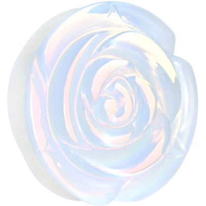 38mm Opalite Natural Stone Rose Flower Double Flare Saddle Plug