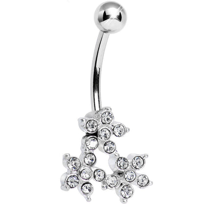 Crystalline Gem Trio of Flowers Belly Ring
