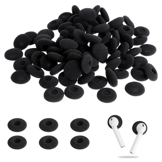 LLMSIX 100PCS Foam Earphone Earbud Soft Earphone Ear Buds Tips Earbud Noise Isolation Cover Caps Replacement Sponge Covers for Earphone Diameter 18MM (Black)