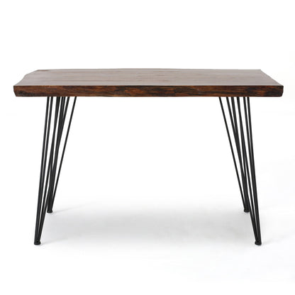 Modern Industrial Faux Live Edge Dining Table With Hairpin Legs - Natural