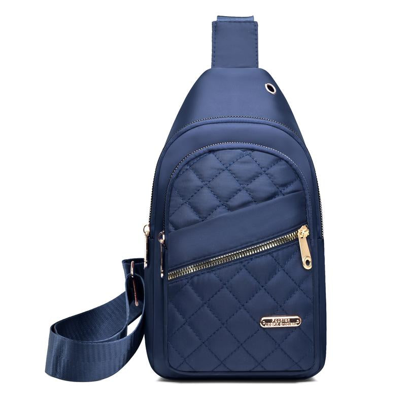 Solid Color Quilted Fanny Pack - Casual Zipper Chest Belt Bum Bag, Adjustable Sling Bag for Daily Use, Lightweight & Waterproof