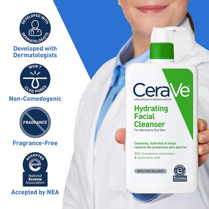 Facial Cleanser CeraVe® Hydrating Lotion 16 oz. Pump Bottle Unscented 60600053767