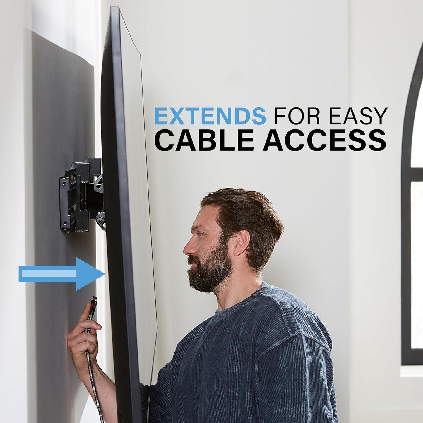 SANUS Extendable Tilting TV Wall Mount for 32”–90” Tvs up to 110 Lbs – 5.2” Extension for Easy Cable Access and Added Tilt, Tool-Free Tilt to Reduce Glare, Low Profile Design