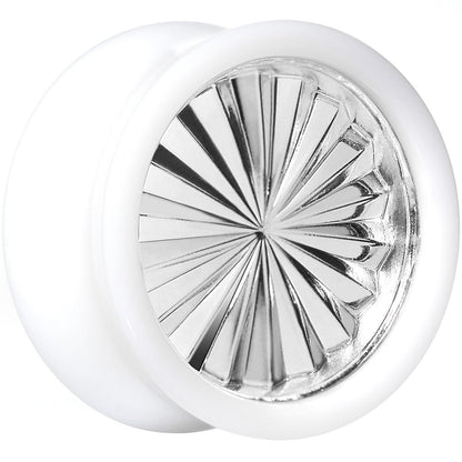 White Acrylic Silver Flashy Tire Rim Saddle Plug 2G to 20mm