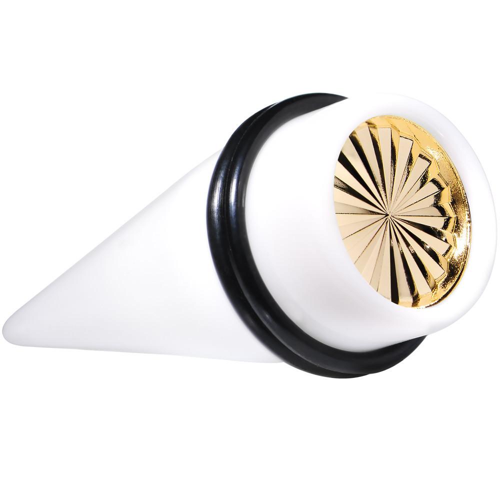 White Acrylic Gold Flashy Tire Rim Taper 2G to 20mm