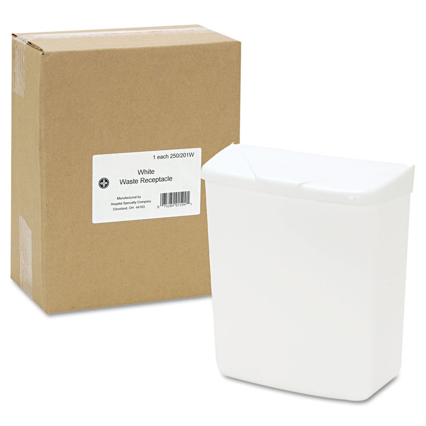 HOSPECO Wall Mount Sanitary Napkin Receptacle-ABS, PPC Plastic, 1 gal, White