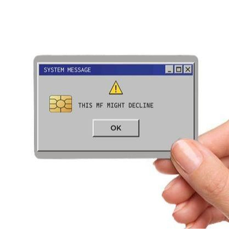 Funny Custom Credit Card Cover Pop Culture System Error Message Negative Funds Vinyl Skin Stickers Funny Sticker