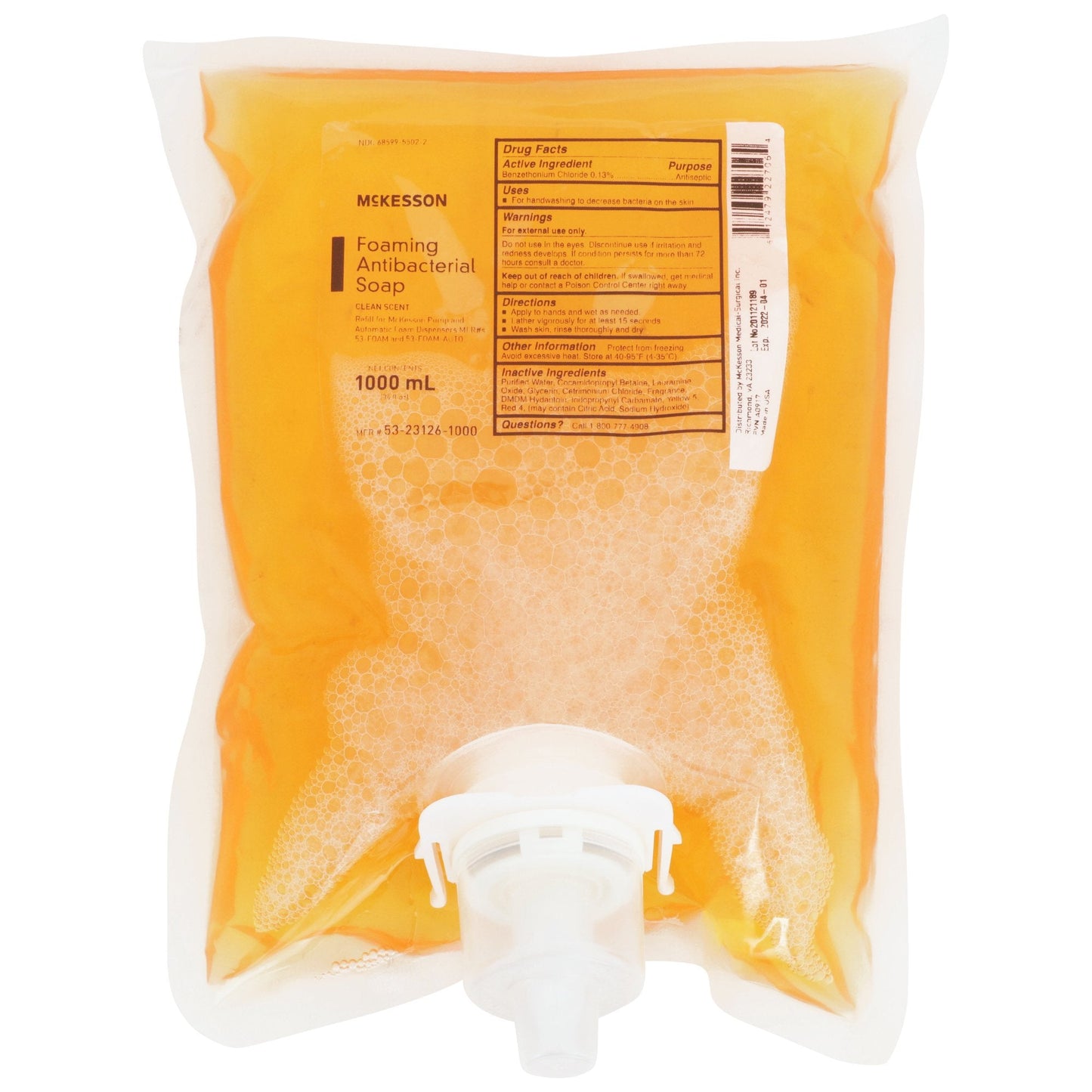 McKesson Clean Scent Foaming Antibacterial Soap, 1000 mL Refill Bag 53-23126-1000