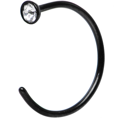 20G 3/8 Clear Gem Black Anodized Titanium Nose Hoop
