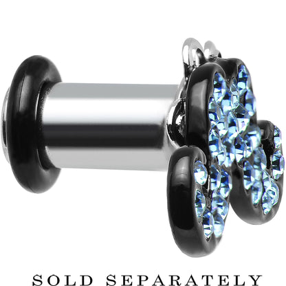 4G Aqua Gem Paved Fancy Mustache Single Flare Steel Plug