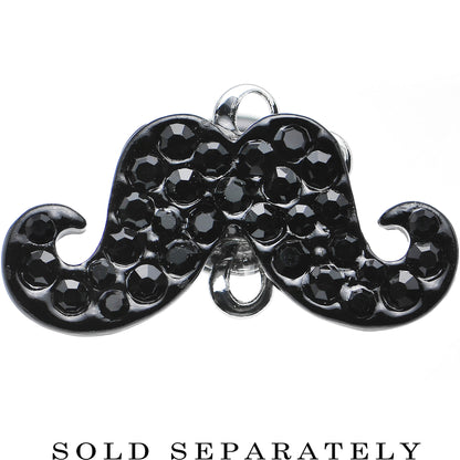 2G Black Gem Paved Fancy Mustache Single Flare Steel Plug