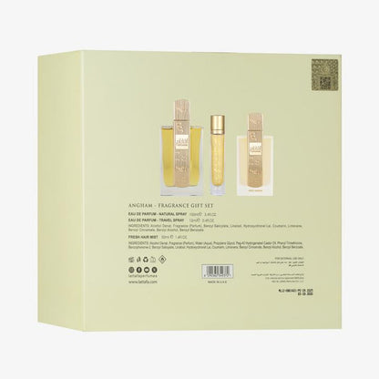 LATTAFA ANGHAM 3PC GIFT SET(3.4FL.OZ | 100ML EDP, 0.4FL.OZ | 12ML EDP, 1.6FL.OZ | 50ML HAIR MIST)