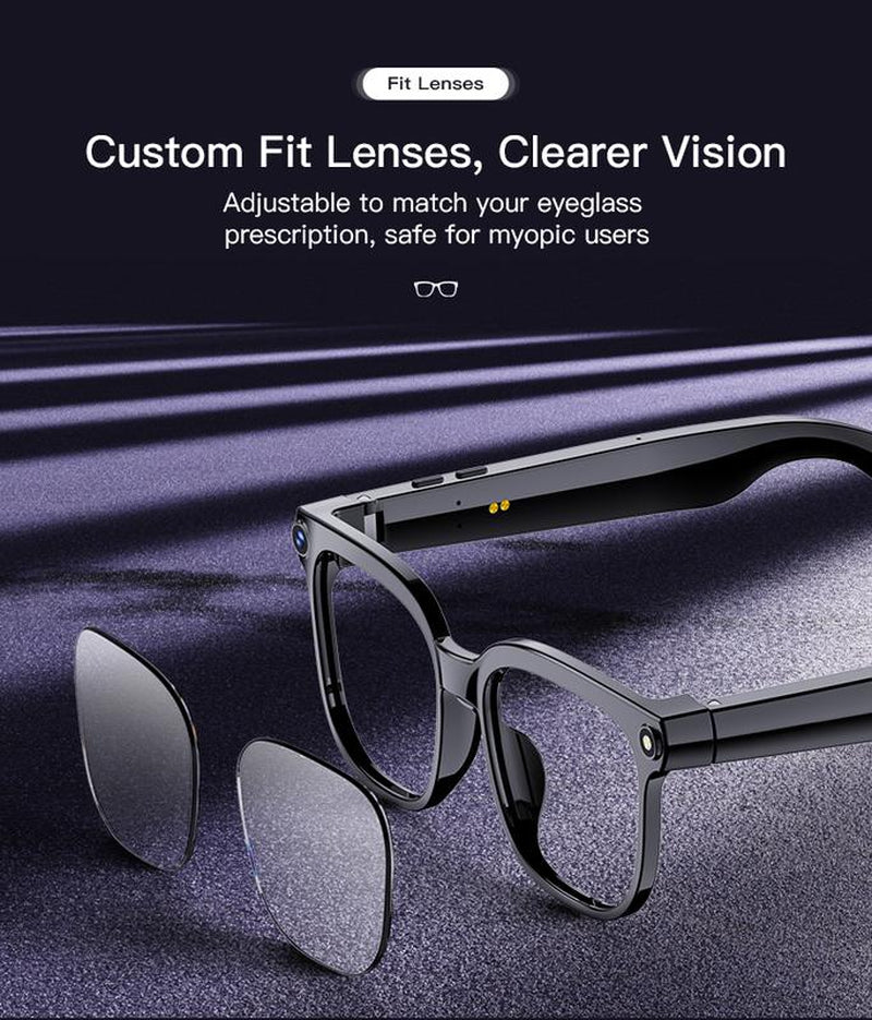 4K Smart Camera Glasses with 8MP Camera, 1080P HD Video Recording, Bluetooth Audio Sunglasses, Real-Time AI Translation, Voice Assistant, Touch Control, Wearable Camera Glasses for Travel & Daily Use