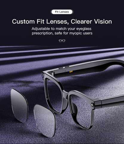 4K Smart Camera Glasses with 8MP Camera, 1080P HD Video Recording, Bluetooth Audio Sunglasses, Real-Time AI Translation, Voice Assistant, Touch Control, Wearable Camera Glasses for Travel & Daily Use