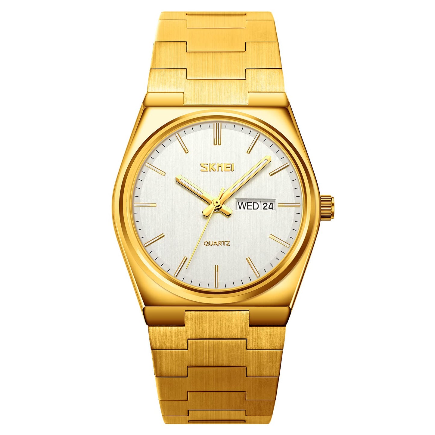 Men Luxury Gold Chinese Dragon Carved Dial Diamond Quartz Watch Casual Waterproof Sport Stainless Steel Wristwatch (T GOLDSILVER)