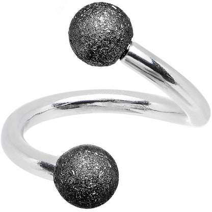 16G 5/16 Black Sandblasted Steel Spiral Barbell 3mm Ball