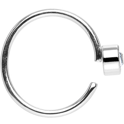 20G 5/16 Stainless Steel Clear Round Cubic Zirconia Nose Hoop