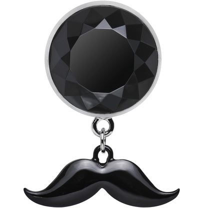 9/16 Black Dangling Mustache Steel Plug