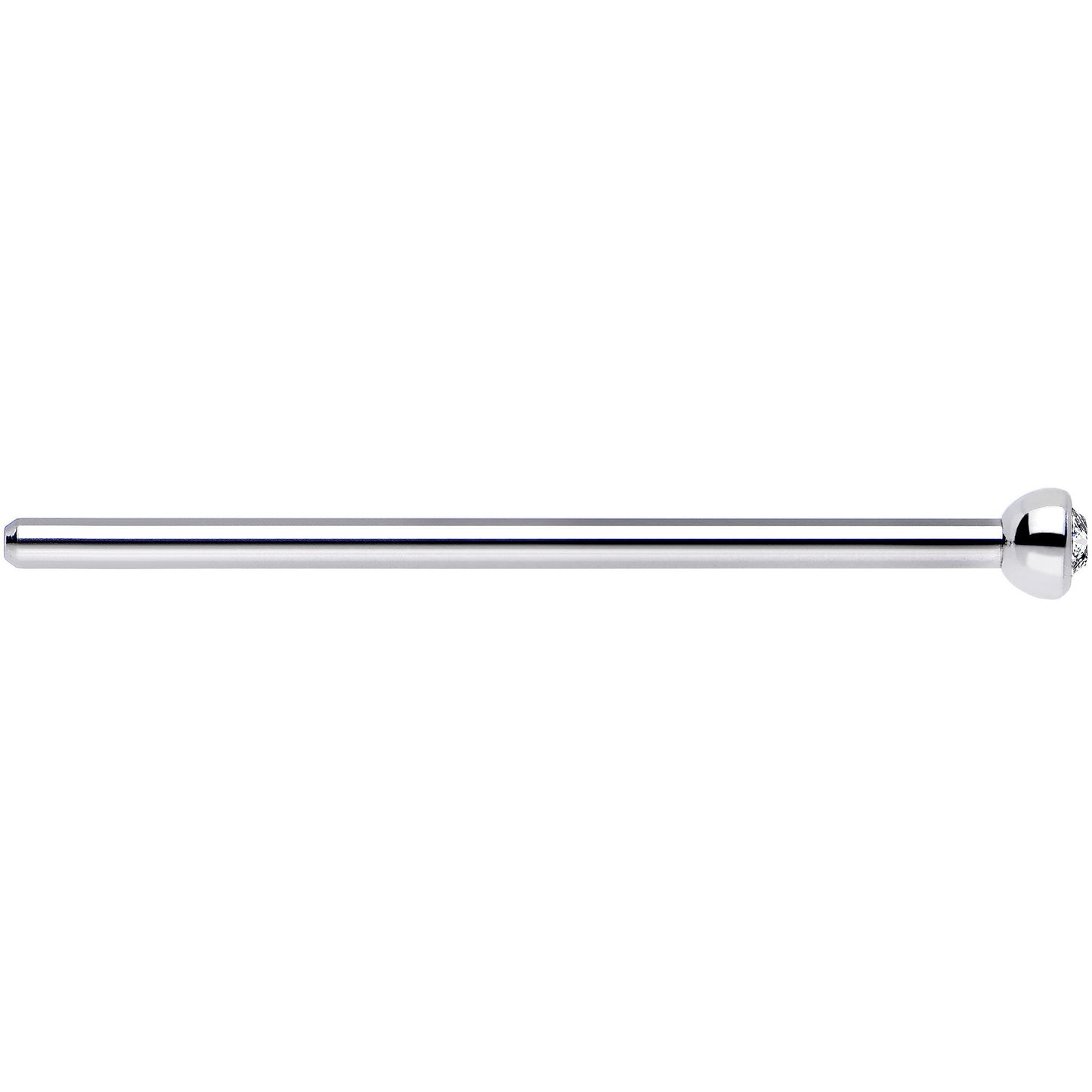 18G 3/4 Clear CZ Steel Straight Fishtail Nose Ring 2mm